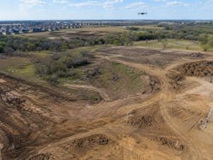 Drone LiDAR Mapping of a large development site with graded and brush-covered terrain in Frisco Texas