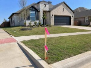 Lot Survey showing property boundaries at a new construction home in Frisco Texas